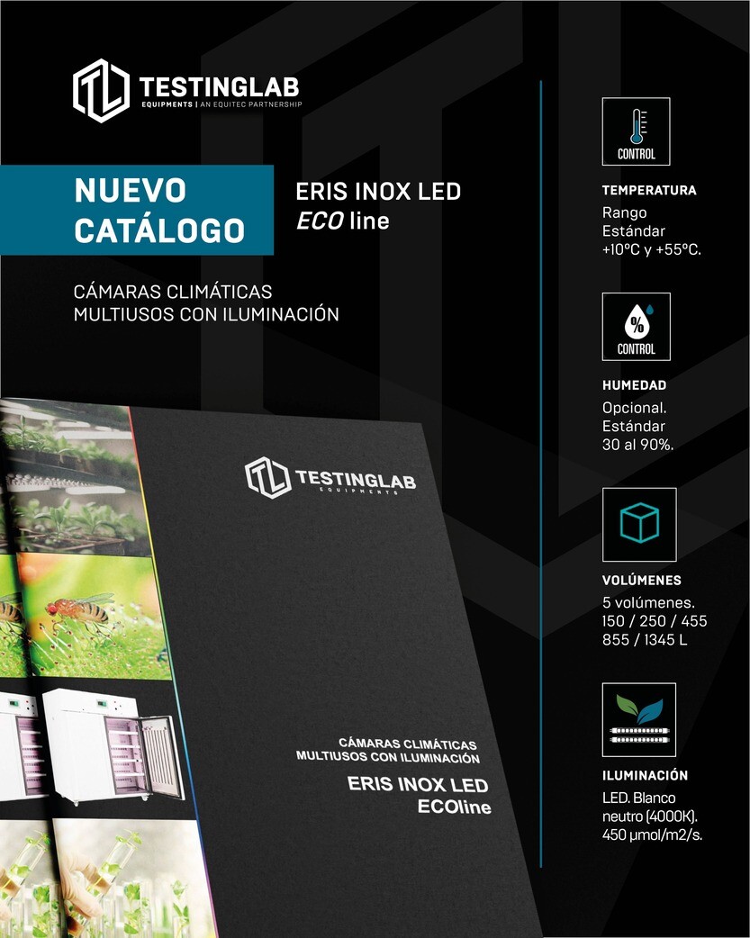 nuevo catálogo 2025 de cámaras climáticas ERIS INOX LED: equipos multiusos con control avanzado de temperatura, humedad y luz LED para optimizar la investigación en plantas